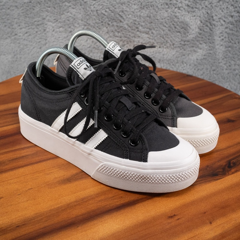 adidas Nizza Black White Platform Shoes Sneakers FV5321 Women's Size 9
